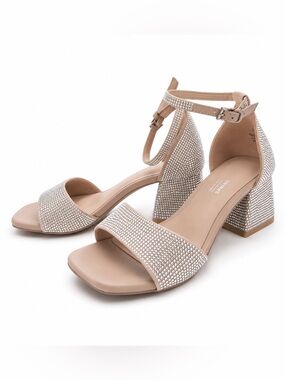 Call It Spring Rhinestone Block Heel Sandals - Size 5, Worn Once